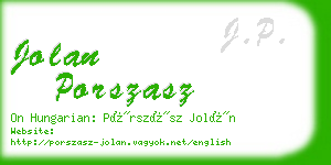 jolan porszasz business card